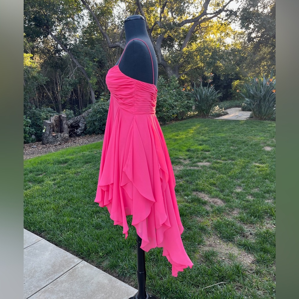 Aqua high-low asymmetrical chiffon dress - size 6 - Picture 3 of 4